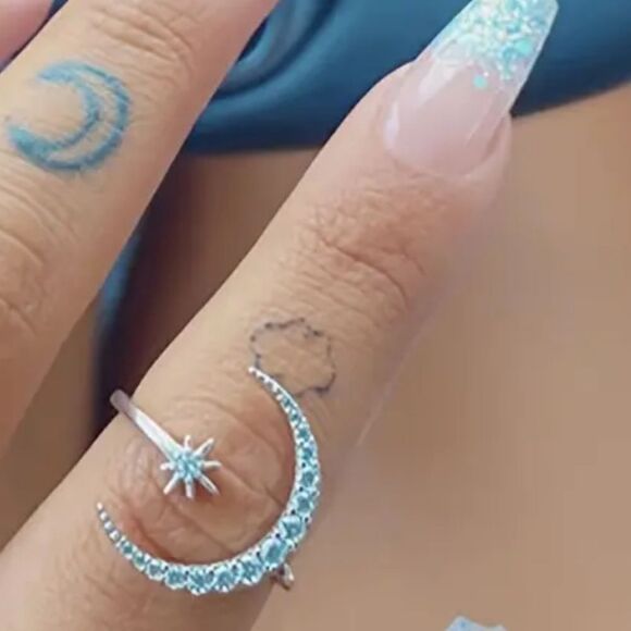 925 Sterling silver diamond sparkling cuff ring - Picture 8 of 8